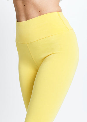 Everyday High Waisted Leggings - Pastel Yellow