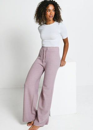 Knit Wide Leg Lounge Trousers - Pink