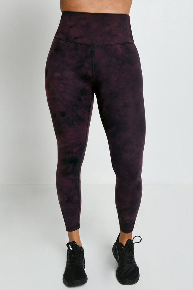 Revitalise 7/8 High Waisted Leggings - Dark Cherry Tie Dye