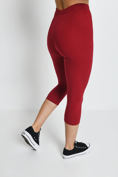 Everyday Cropped Leggings - Red Wine