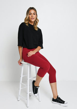 Everyday Cropped Leggings - Red Wine