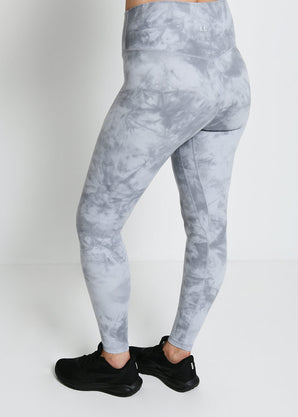 Revitalise High Waisted Leggings - Sky Grey Tie Dye