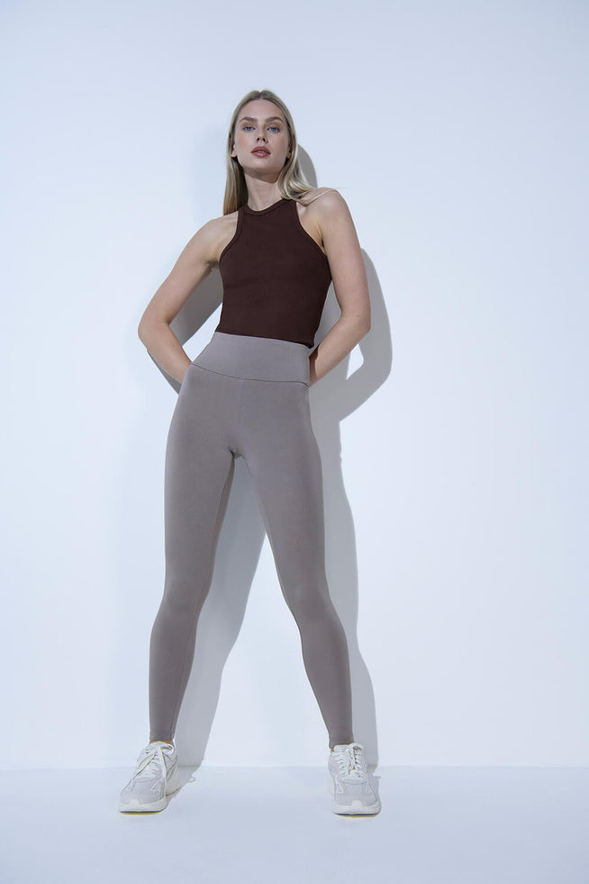 Curve Lightweight Everyday High Waisted Leggings - Stone