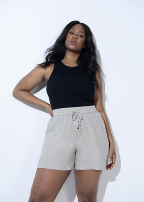 Curve Linen Shorts - Stone