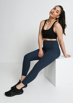 Energise 7/8 High Waisted Gym Leggings - Thunder Blue