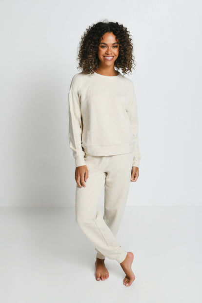 Luxe Lounge Sweatshirt - Vanilla Marl