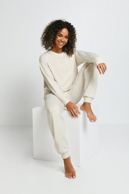 Luxe Lounge Sweatshirt - Vanilla Marl