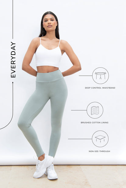 Everyday High Waisted Leggings - Sage Green