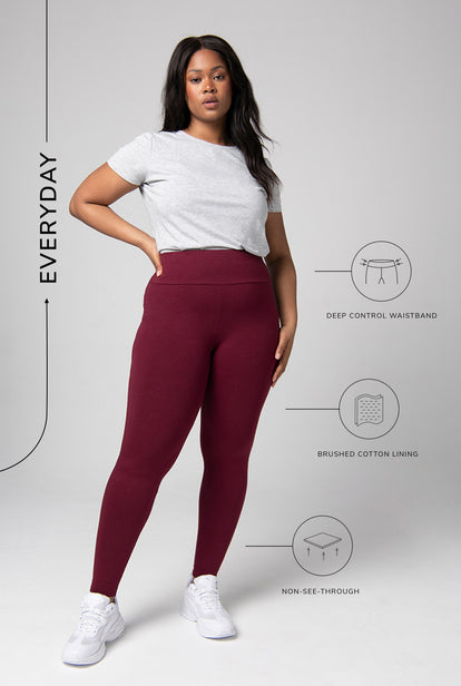 Everyday High Waisted Leggings - Burgundy