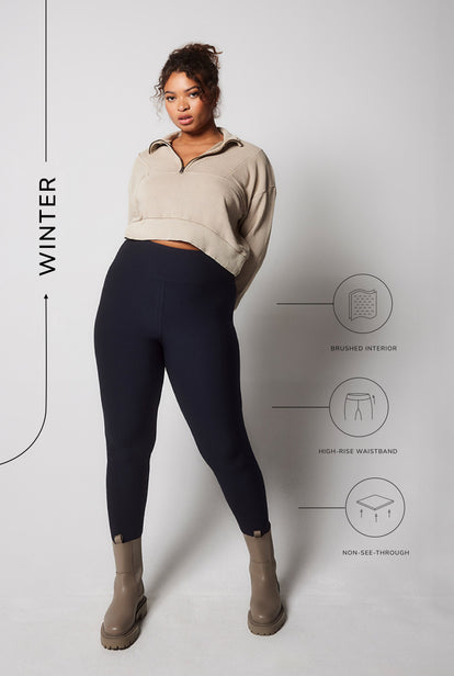 Curve Winter Everyday High Waisted Leggings - Vintage Navy