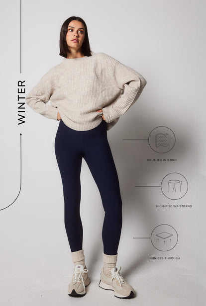 Curve Winter Everyday High Waisted Leggings - Navy